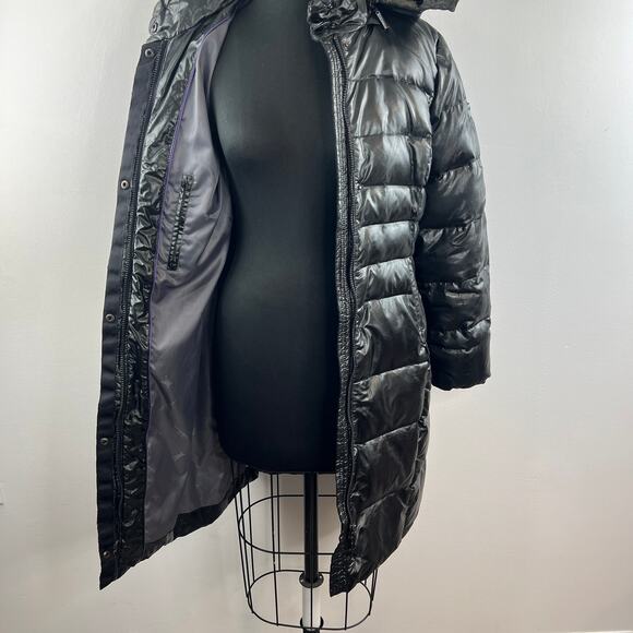 Frieda & Freddies Black Long Sleeve Zip & Button Up Fur Trim Puffer Coat 36 - Picture 9 of 10